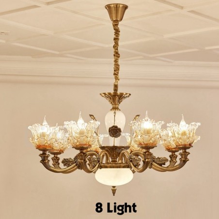 Lampadario classico in metallo con LED integrato 8 luci 80x50 cm