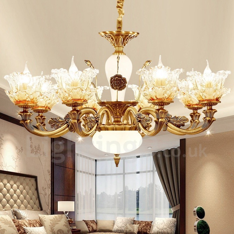 Lampadario classico in metallo con LED integrato 8 luci 80x50 cm
