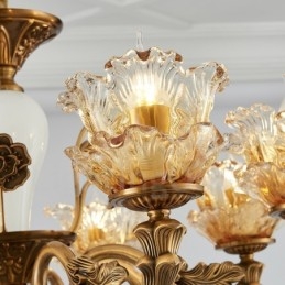 Lampadario classico in metallo con LED integrato 8 luci 80x50 cm