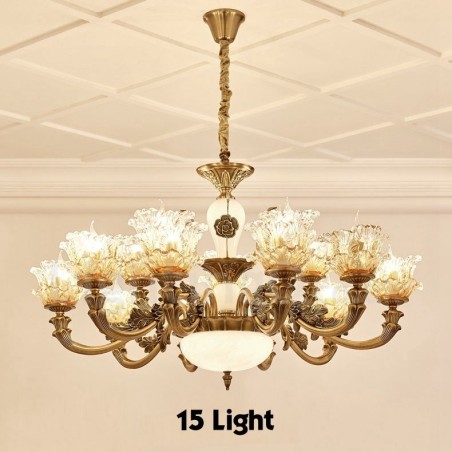 Lampadario classico in metallo con LED integrato 15 luci 100x50 cm