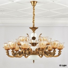 Lampadario classico in metallo con LED integrato 15 luci 100x50 cm
