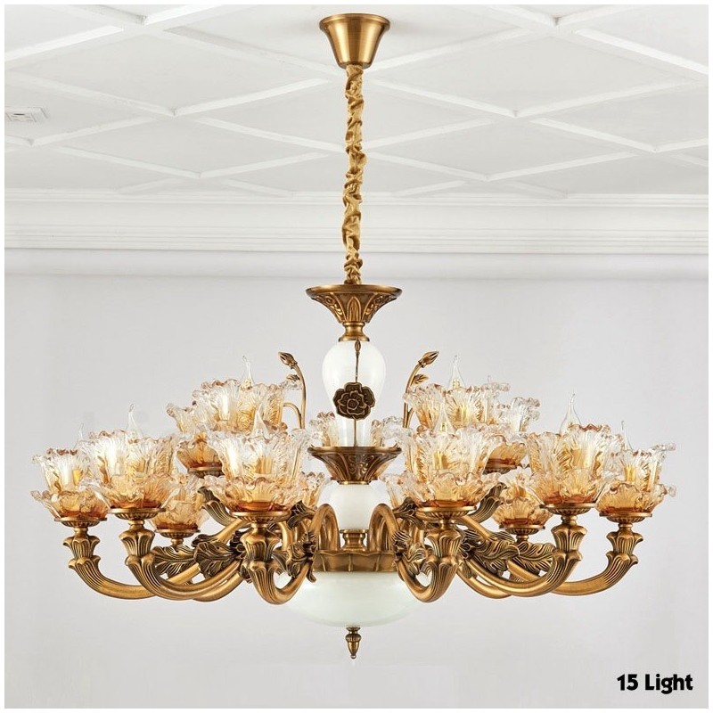 Lampadario classico in metallo con LED integrato 15 luci 100x50 cm