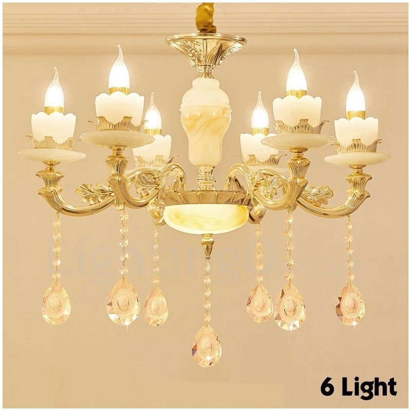 Lampadario classico tradizionale a LED integrato 6 luci 60x60 cm in metallo