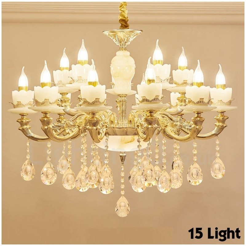 Lampadario classico in metallo con LED integrato a 15 luci 85x70 cm