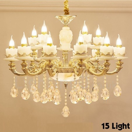 Lampadario classico in metallo con LED integrato a 15 luci 85x70 cm