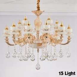 Lampadario classico in metallo con LED integrato a 15 luci 85x70 cm