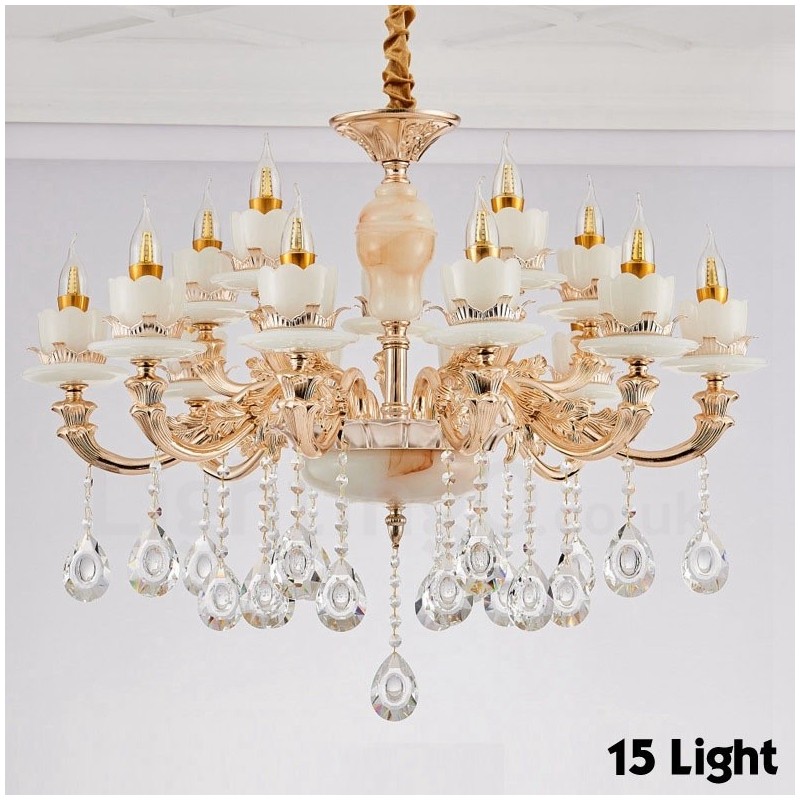 Lampadario classico in metallo con LED integrato a 15 luci 85x70 cm