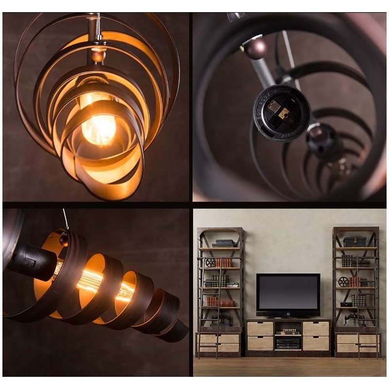 Lampadario industriale retrò in metallo, stile minimalista moderno, 77 cm