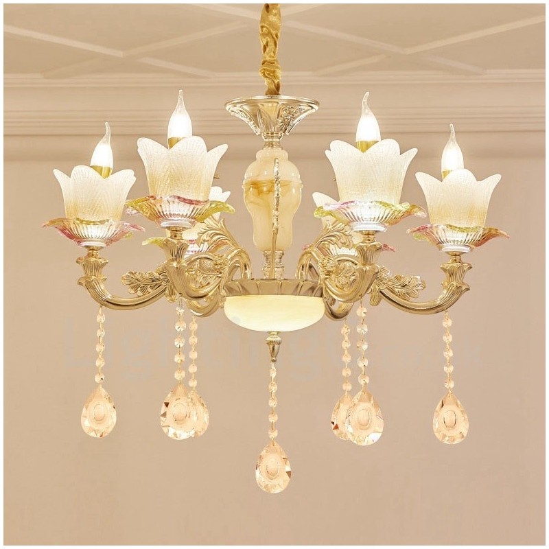 Lampadario classico tradizionale a LED integrato 6 luci in metallo 70x65 cm