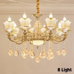 Lampadario classico in metallo con LED integrato 8 luci 80x65 cm
