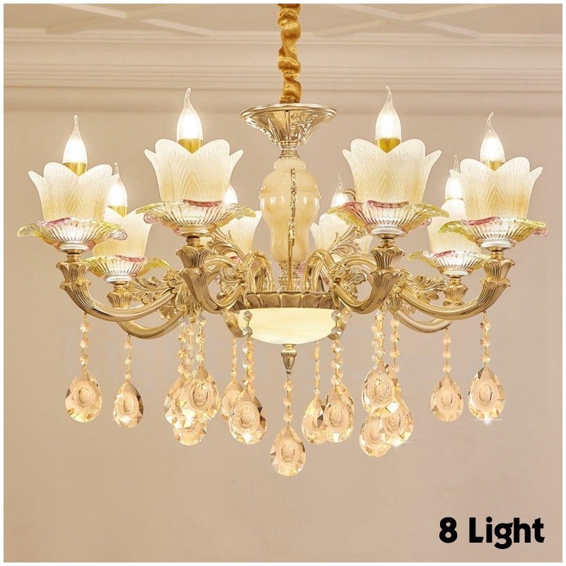 Lampadario classico in metallo con LED integrato 8 luci 80x65 cm
