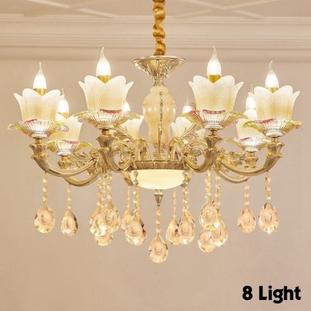 Lampadario classico in metallo con LED integrato 8 luci 80x65 cm