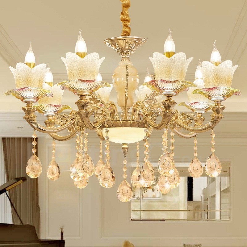 Lampadario classico in metallo con LED integrato 8 luci 80x65 cm