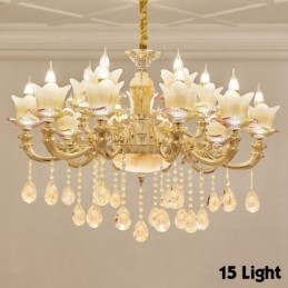 Lampadario classico tradizionale in metallo con LED integrato 15 luci 100x70 cm