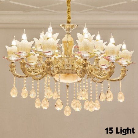 Lampadario classico tradizionale in metallo con LED integrato 15 luci 100x70 cm