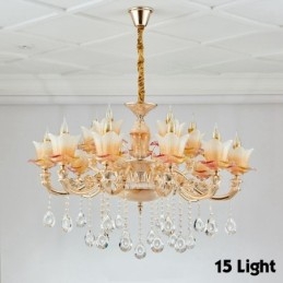 Lampadario classico tradizionale in metallo con LED integrato 15 luci 100x70 cm