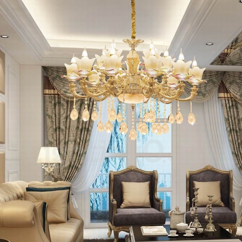 Lampadario classico tradizionale in metallo con LED integrato 15 luci 100x70 cm