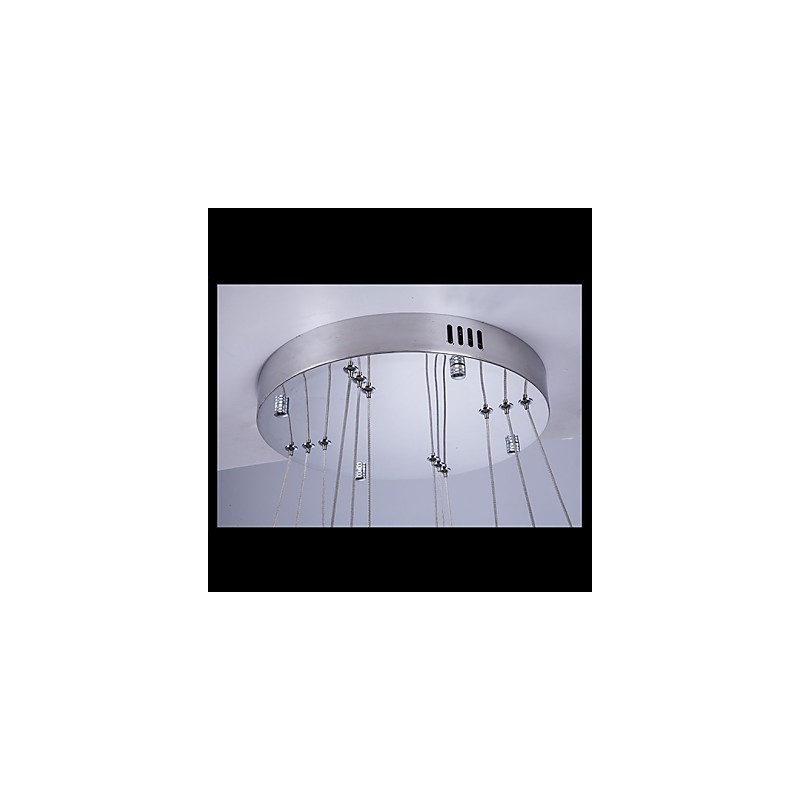 Lampadario a sospensione moderno a tre anelli D204060 in cristallo K9 trasparente, luce bianco caldo