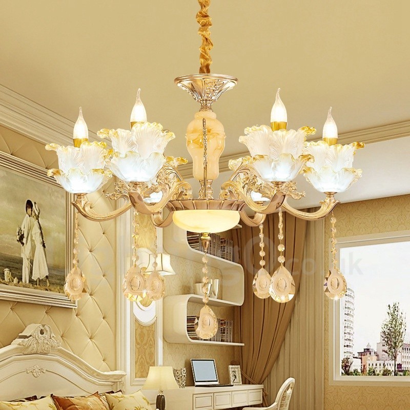 Lampadario classico in metallo con LED integrato 6 luci 70x65 cm