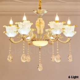 Lampadario classico in metallo con LED integrato 6 luci 70x65 cm