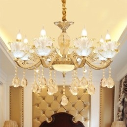 Lampadario classico in metallo con LED integrato 8 luci 80x65 cm