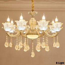 Lampadario classico in metallo con LED integrato 8 luci 80x65 cm