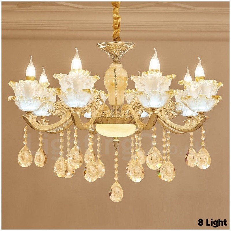 Lampadario classico in metallo con LED integrato 8 luci 80x65 cm