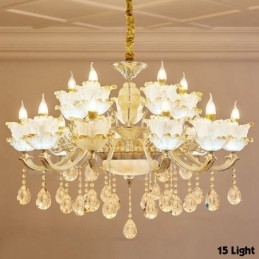 Lampadario classico in metallo con LED integrato 15 luci 100x70 cm