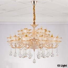 Lampadario classico in metallo con LED integrato 15 luci 100x70 cm