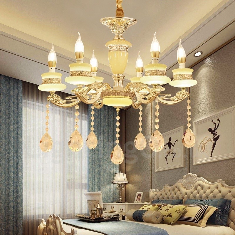 Lampadario classico tradizionale in metallo con LED integrato 6 luci 60x65 cm