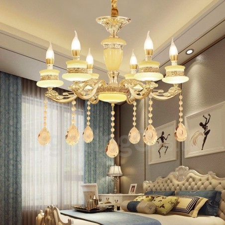 Lampadario classico tradizionale in metallo con LED integrato 6 luci 60x65 cm