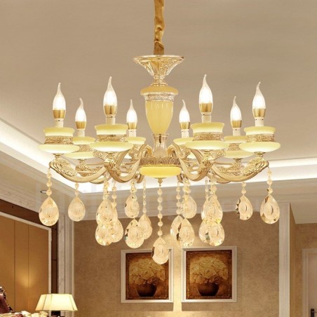 Lampadario classico in metallo con LED integrato 8 luci 70x60 cm