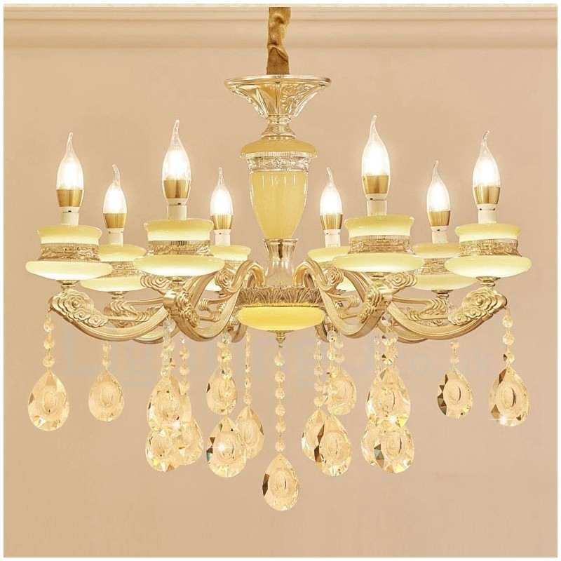 Lampadario classico in metallo con LED integrato 8 luci 70x60 cm