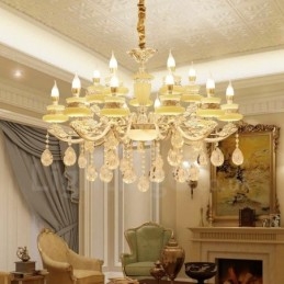 Lampadario classico in metallo con LED integrato 15 luci 90x65 cm