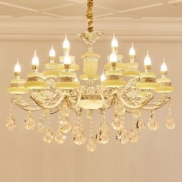 Lampadario classico in metallo con LED integrato 15 luci 90x65 cm