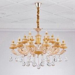 Lampadario classico in metallo con LED integrato 15 luci 90x65 cm