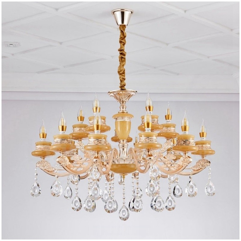 Lampadario classico in metallo con LED integrato 15 luci 90x65 cm