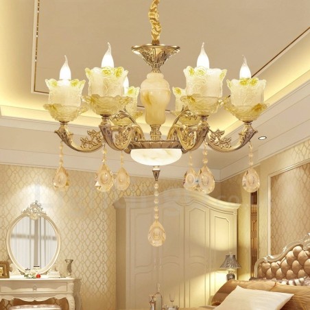 Lampadario classico in metallo con LED integrato 6 luci 70x65 cm