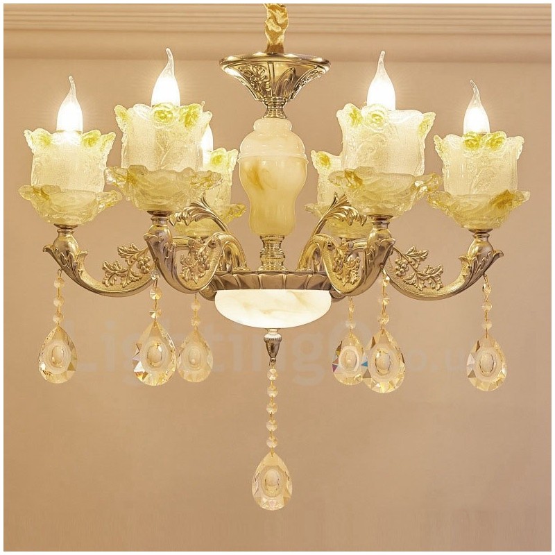 Lampadario classico in metallo con LED integrato 6 luci 70x65 cm