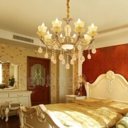 Lampadario classico in metallo con LED integrato 8 luci 80x65 cm