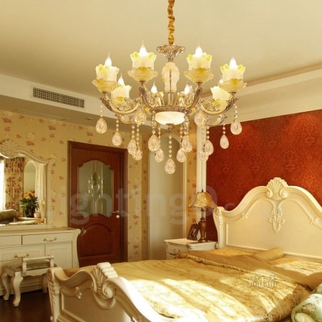 Lampadario classico in metallo con LED integrato 8 luci 80x65 cm