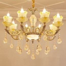 Lampadario classico in metallo con LED integrato 8 luci 80x65 cm