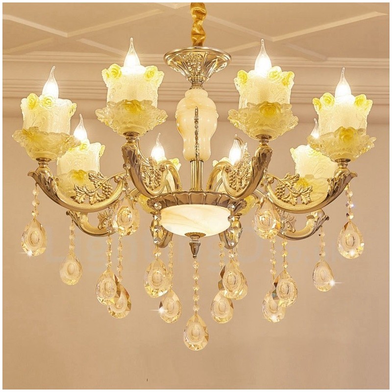 Lampadario classico in metallo con LED integrato 8 luci 80x65 cm