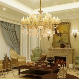Lampadario classico in metallo con LED integrato a 15 luci 100x70 cm
