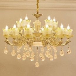 Lampadario classico in metallo con LED integrato a 15 luci 100x70 cm