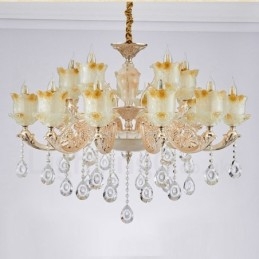 Lampadario classico in metallo con LED integrato a 15 luci 100x70 cm