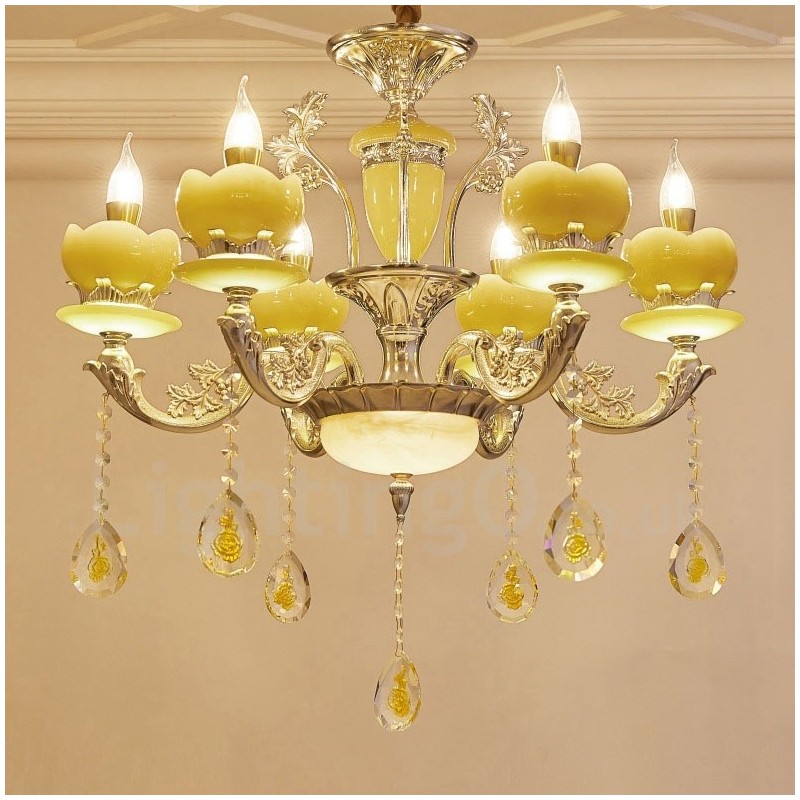 Lampadario classico in metallo con LED integrato 6 luci 70x70 cm