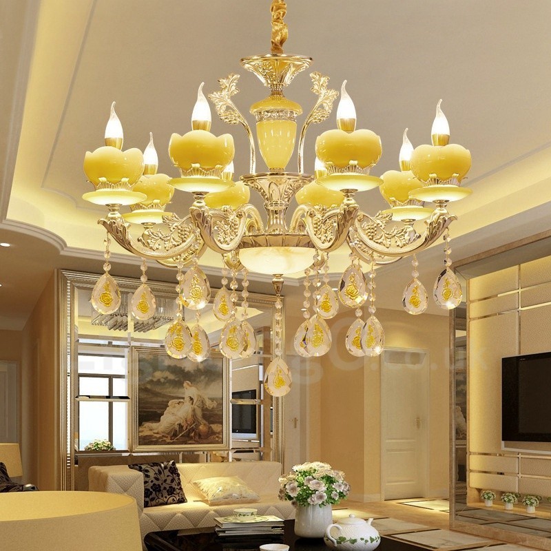 Lampadario classico in metallo con LED integrato a 8 luci 80x70 cm