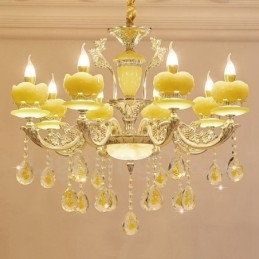 Lampadario classico in metallo con LED integrato a 8 luci 80x70 cm