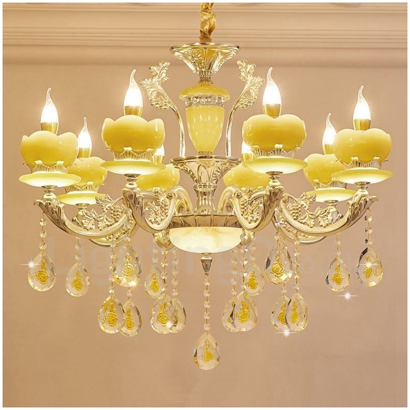 Lampadario classico in metallo con LED integrato a 8 luci 80x70 cm